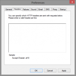 Preferences HTTP Headers tab
